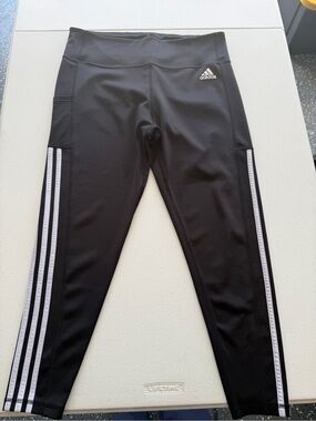adidas Black Leggings with White Side Stripes